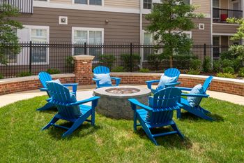 Outdoor fireplace with seating